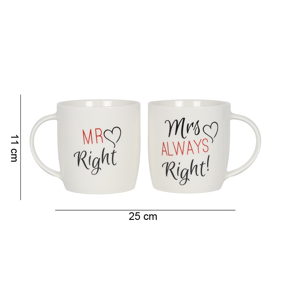 Mr & Mrs Right Couples Mug Set