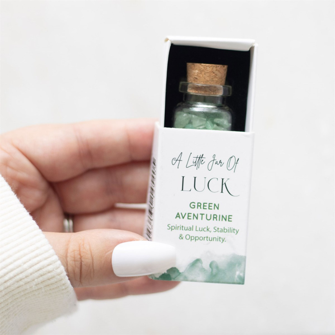 A Little Jar of Luck - Aventurine Crystal in a Matchbox