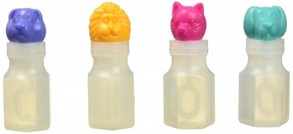 Pk 24 Plastic Mini Animal Head Bubble Bottles