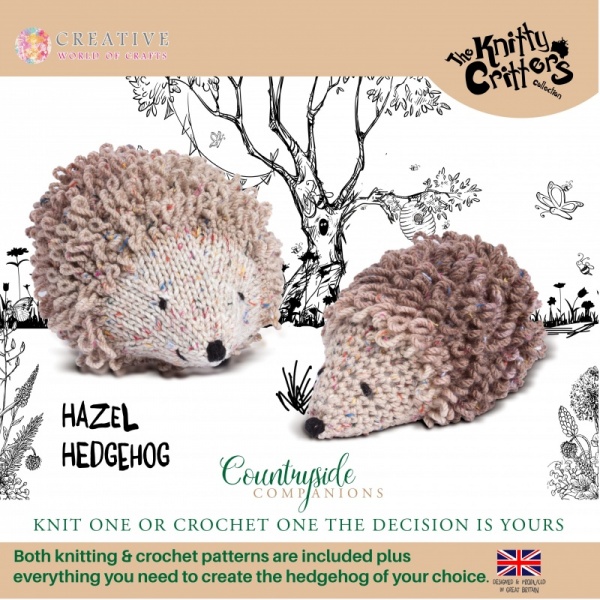 Knitty Critters - Countryside Companions - Knit & Crochet Kit - Hazel Hedgehog