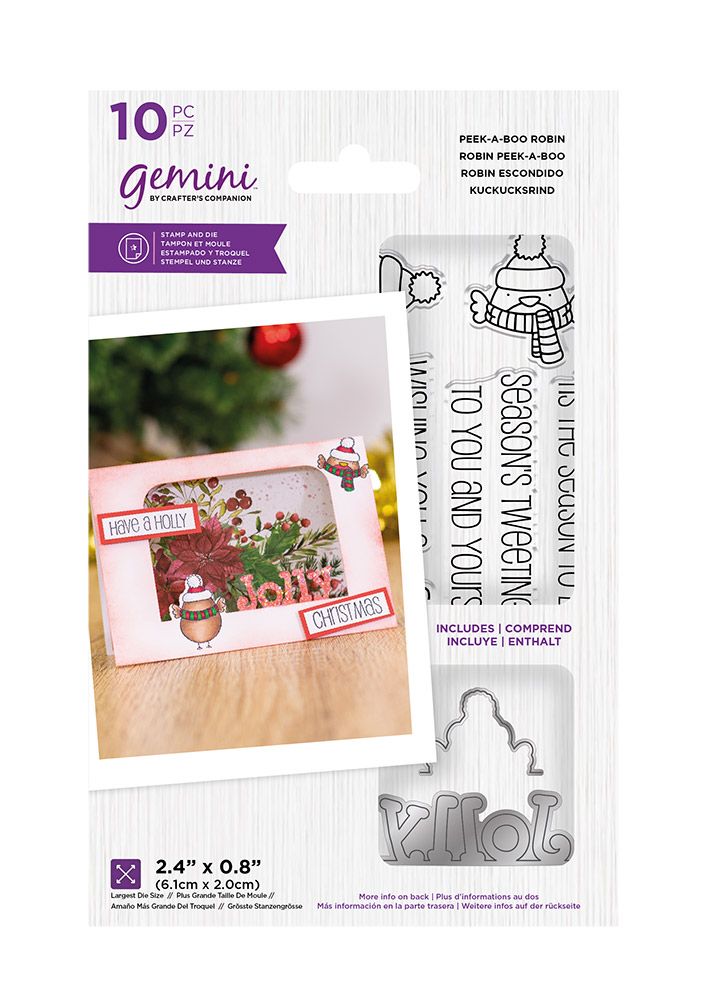 Gemini Peek-A-Boo Christmas Stamp & Die - Robin