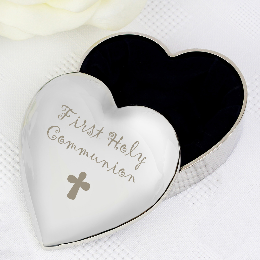 1st Holy Communion Design Heart Shaped Trinket Box