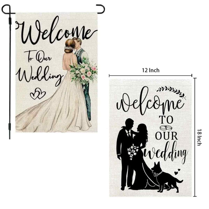 Welcome to Our Wedding Garden Flag / Banner