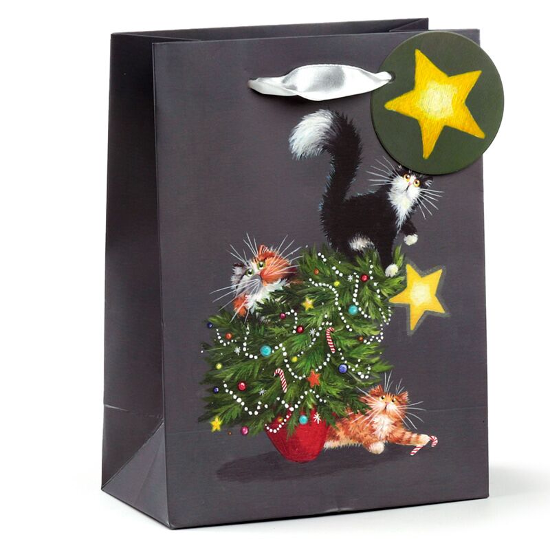 Kim Haskins Cats Christmas Tree Catastrophe Gift Bag - Medium