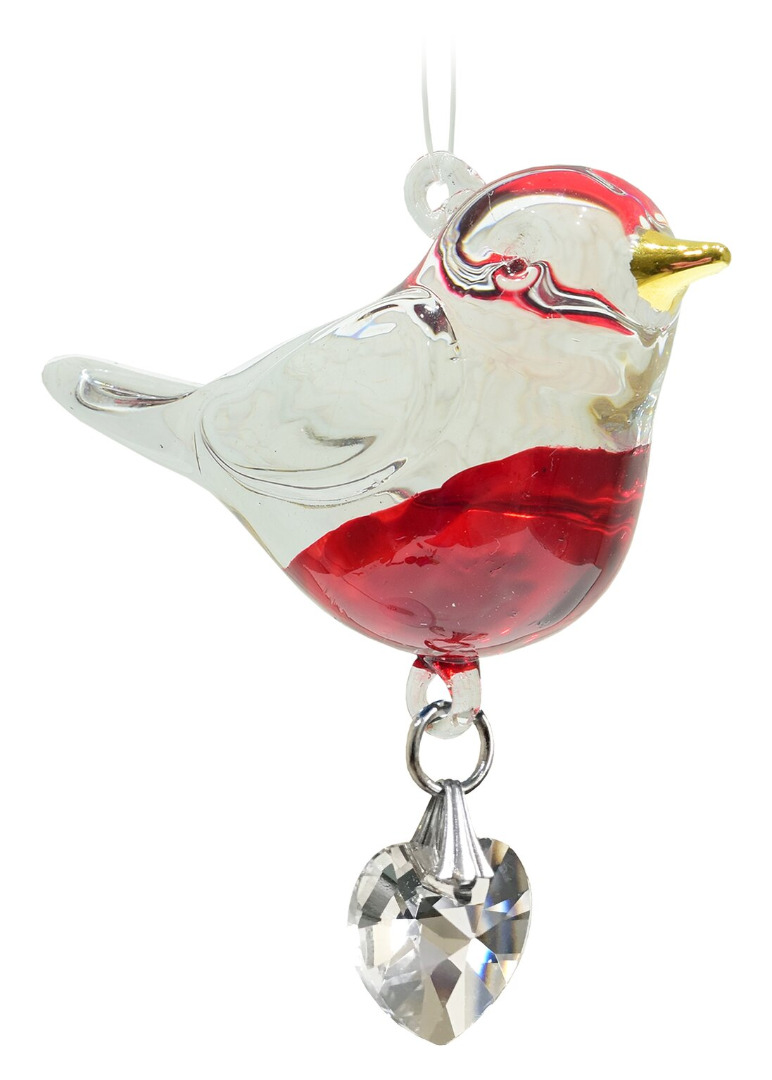 Wild Things Handmade Pretty Little Birds Glass Bird Suncatcher Crystal - Robin