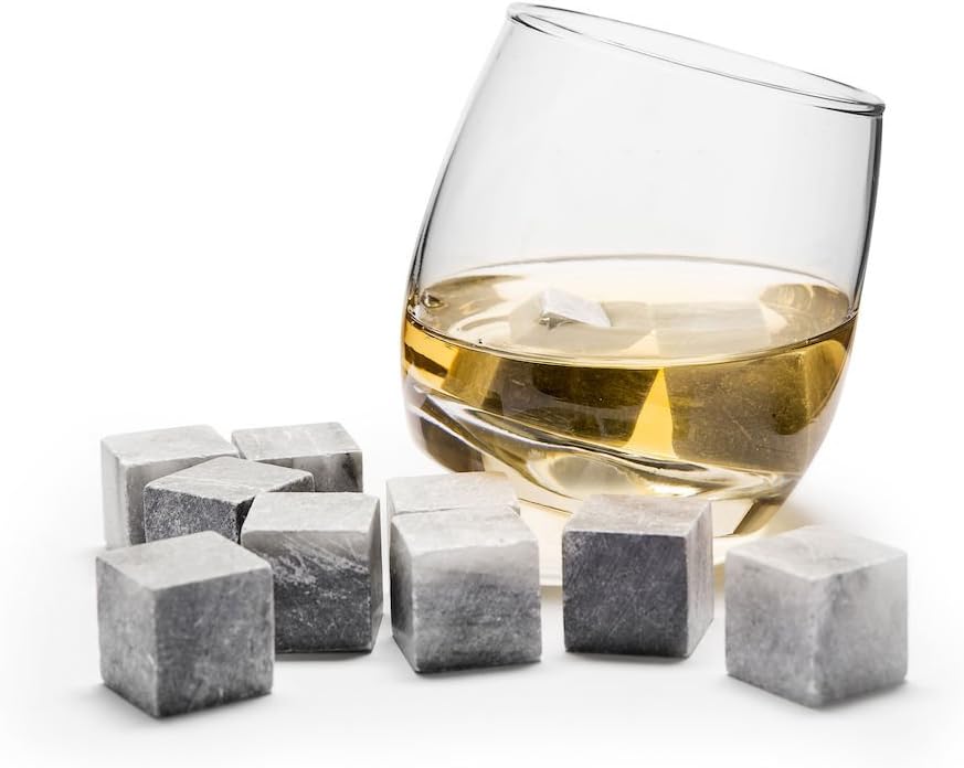 Granite Whiskey Stones - 9pcs Reusable Ice Cubes With Velvet Pouch