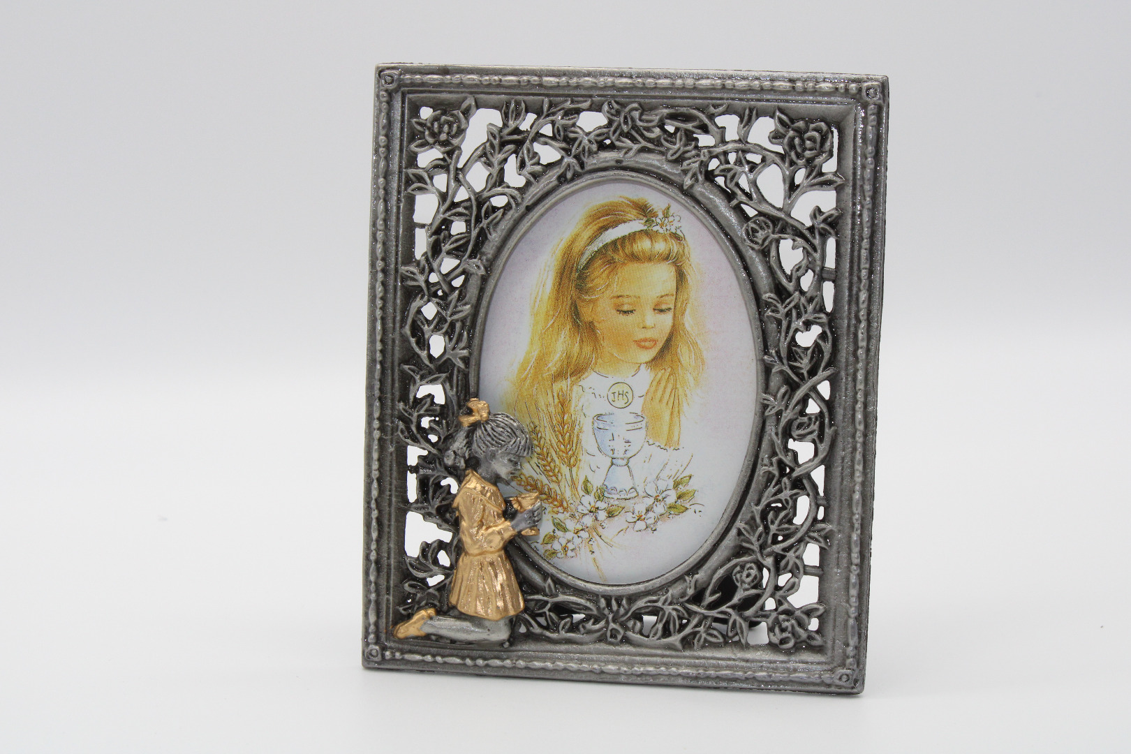 Metal Filigree Photo Frame ~ Communion , Girl