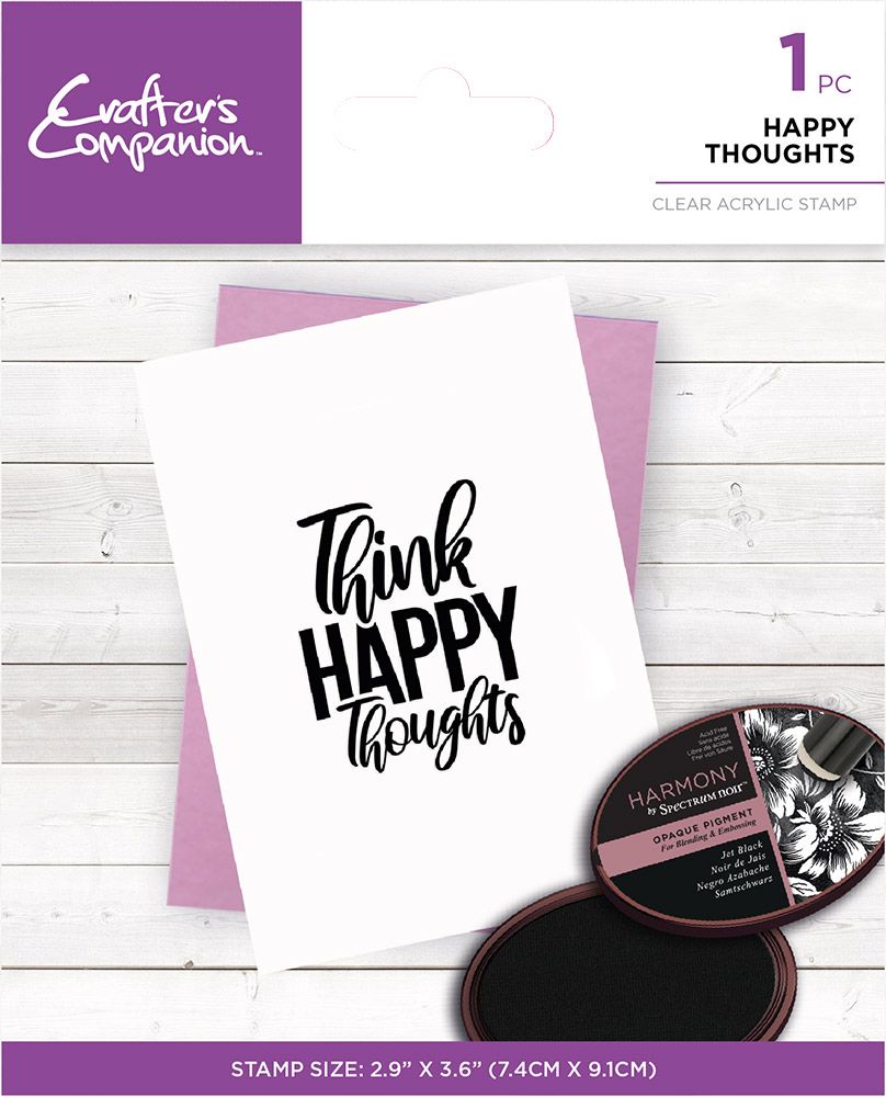 Crafters Companion Mindfulness Quotes Clear Acrylic Stamp - Happy Thoughts