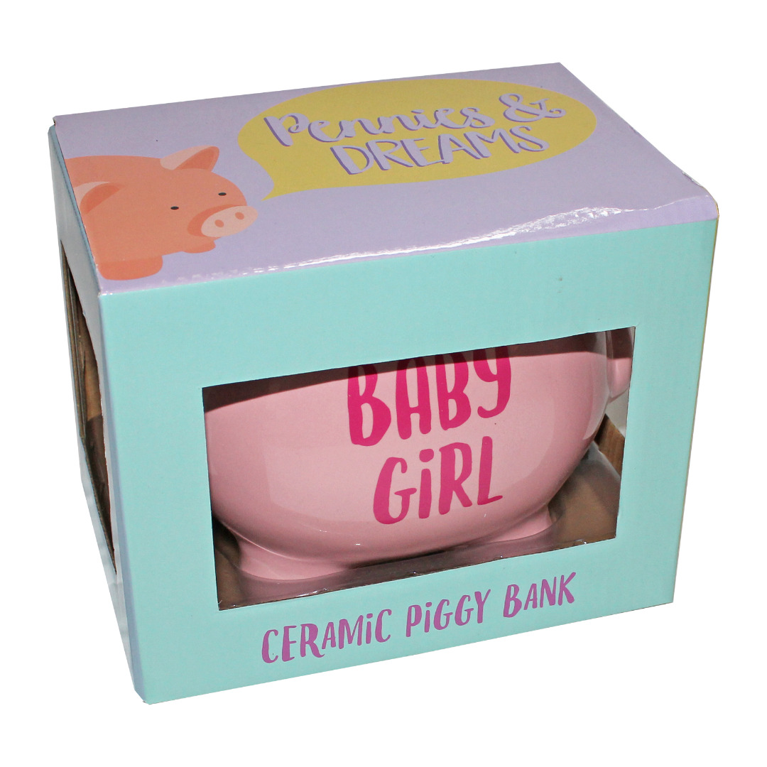 'Pennies & Dreams' Ceramic Piggy Bank - Baby Girl