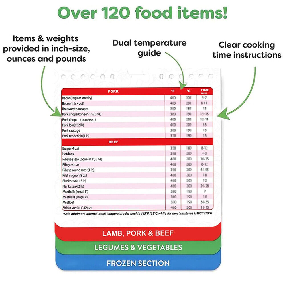 Air Fryer Cheat Sheet - Cooking Times Guide Booklet