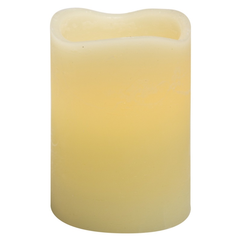 Real Wax Large Flickering LED Cream Pillar Candle - 13 x 20cm