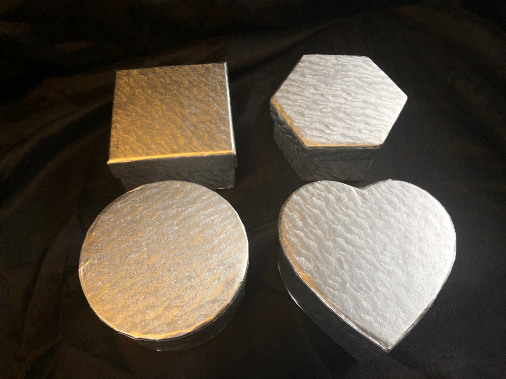 Set 4 Large Silver Favor Gift Boxes