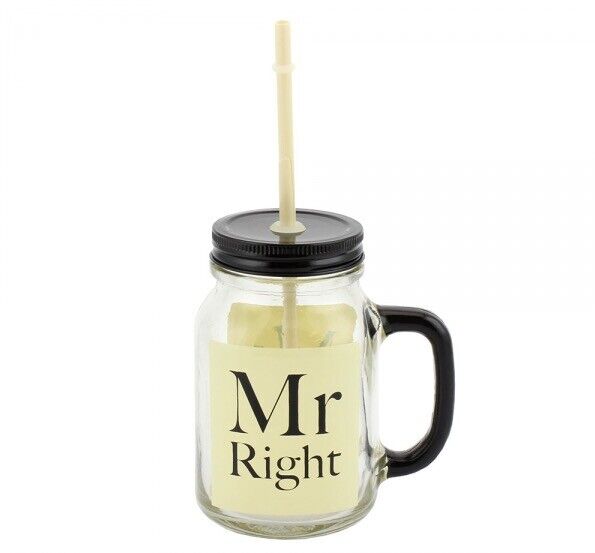 Mr Right Glass Mason Jar