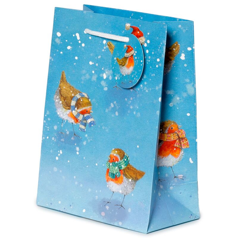 Jan Pashley Christmas Robin Gift Bag - Medium