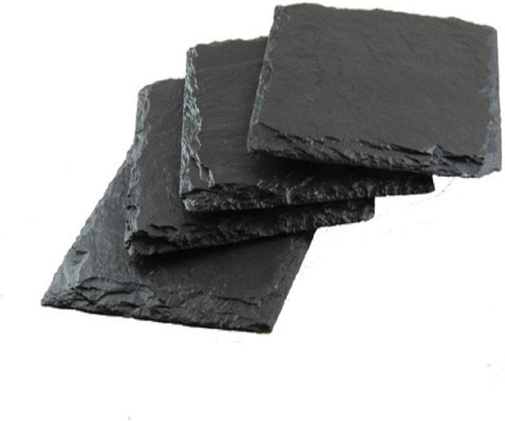 Set of 4 Square Slate Coasters, Black