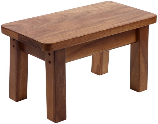 Acacia Wood Childrens Stool: Plain Top, Rectangle Shape