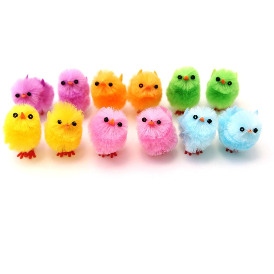 Mini Assorted Coloured Easter Chicks, Pk 12