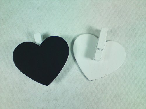 White Heart Shaped Blackboard Peg - Pack 6