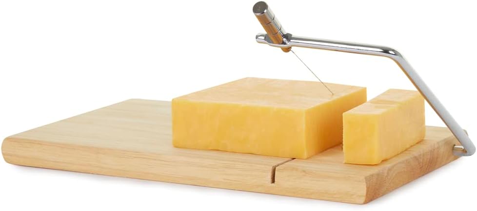 Rubberwood Cheese Board With Wire Slicer